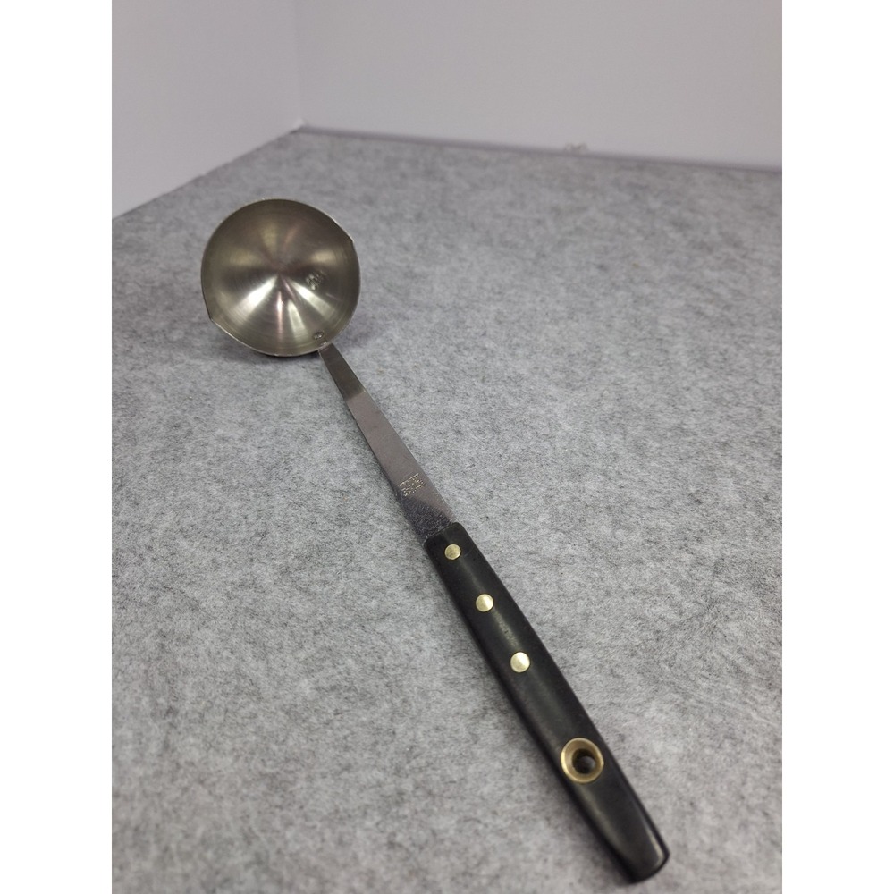 Vintage Maid Of Honor Stainless Steel Soup Ladle USA 12.5" Black Handle